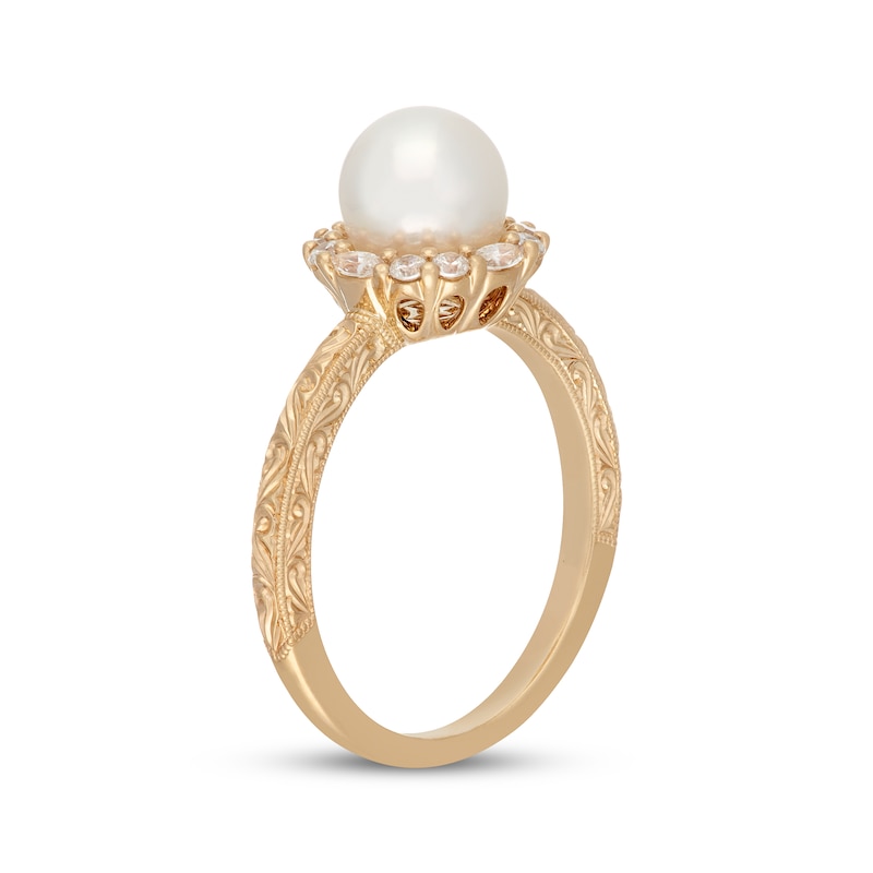 Main Image 2 of Neil Lane Cultured Akoya Pearl & Diamond Engagement Ring 1/4 ct tw 14K Yellow Gold