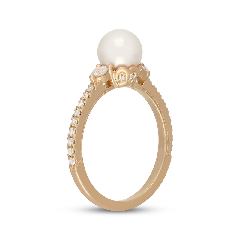 Main Image 2 of Neil Lane Cultured Akoya Pearl & Diamond Engagement Ring 1/3 ct tw 14K Yellow Gold