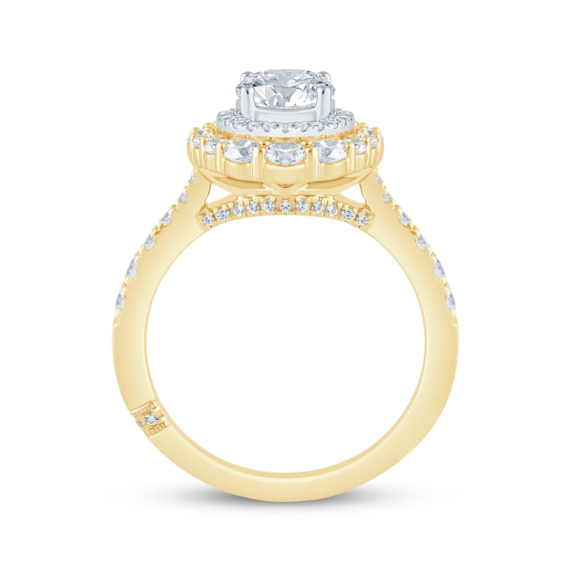 Main Image 3 of Monique Lhuillier Bliss Round-Cut Lab-Grown Diamond Engagement Ring 1-7/8 ct tw 18K Two-Tone Gold