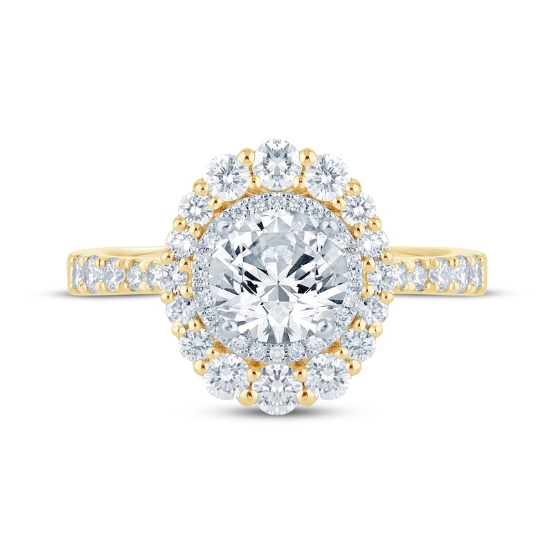 Main Image 4 of Monique Lhuillier Bliss Round-Cut Lab-Grown Diamond Engagement Ring 1-7/8 ct tw 18K Two-Tone Gold