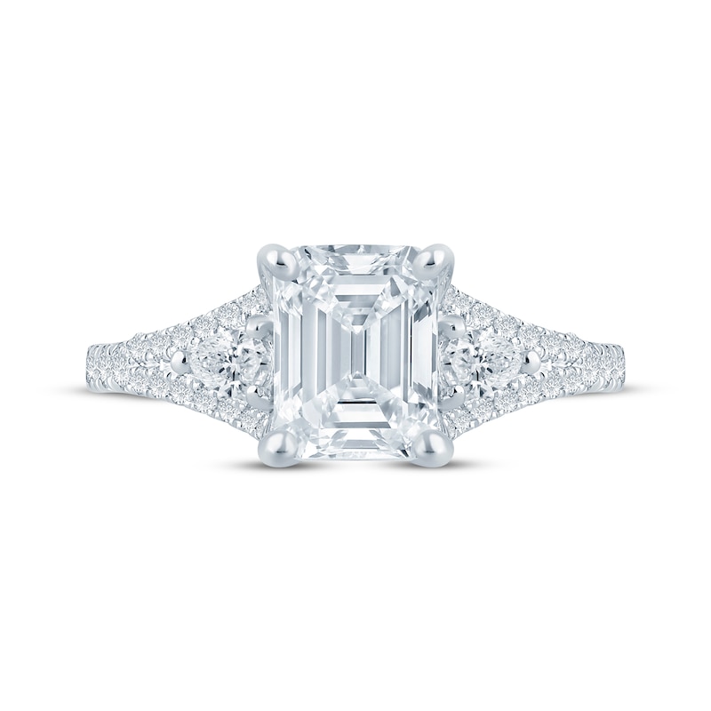 Main Image 4 of Monique Lhuillier Bliss Emerald-Cut Lab-Grown Diamond Engagement Ring 2-1/2 ct tw 18K White Gold