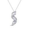 Thumbnail Image 0 of Baguette & Round-Cut Diamond Twist Necklace 1 ct tw 14K White Gold 18"