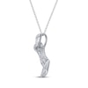 Thumbnail Image 1 of Baguette & Round-Cut Diamond Twist Necklace 1 ct tw 14K White Gold 18"