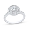 Thumbnail Image 1 of Round-Cut Diamond Double Halo Engagement Ring 1/2 ct tw 10K White Gold