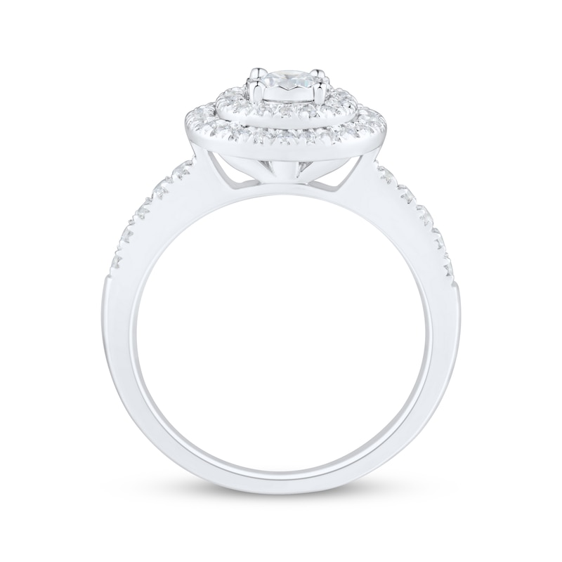 Main Image 2 of Round-Cut Diamond Double Halo Engagement Ring 1/2 ct tw 10K White Gold