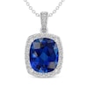 Thumbnail Image 1 of Cushion-Cut Blue & White Lab-Created Sapphire Necklace Sterling Silver 18&quot;