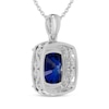 Thumbnail Image 3 of Cushion-Cut Blue & White Lab-Created Sapphire Necklace Sterling Silver 18&quot;