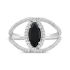 Thumbnail Image 1 of Marquise-Cut Black Onyx & White Lab-Created Sapphire Open Crossover Ring Sterling Silver