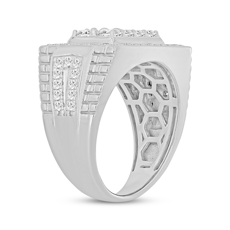 Main Image 2 of Men's Lab-Grown Diamonds by KAY Emerald & Round-Cut Ring 2 ct tw 10K White Gold