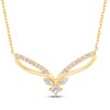 Thumbnail Image 1 of Princess & Round-Cut Diamond Chevron Necklace 1/4 ct tw 10K Yellow Gold 19&quot;