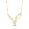 Thumbnail Image 2 of Princess & Round-Cut Diamond Chevron Necklace 1/4 ct tw 10K Yellow Gold 19&quot;