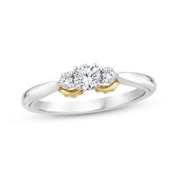 Memories, Moments, Magic Round-Cut Diamond Three-Stone Engagement Ring 1/2 ct tw 14K Two-Tone Gold