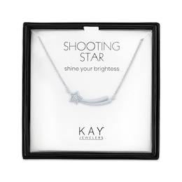 Diamond Accent Shooting Star Bar Necklace Sterling Silver 18&quot;