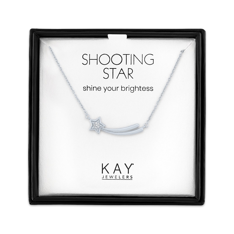 Main Image 1 of Diamond Accent Shooting Star Bar Necklace Sterling Silver 18&quot;