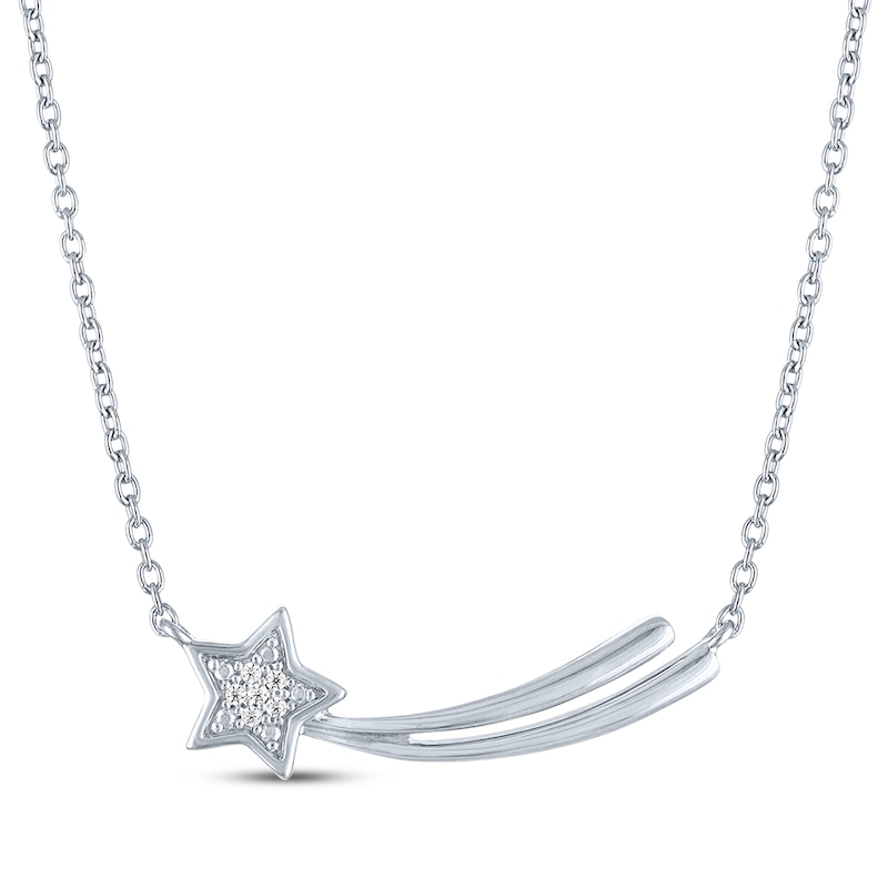 Main Image 2 of Diamond Accent Shooting Star Bar Necklace Sterling Silver 18&quot;