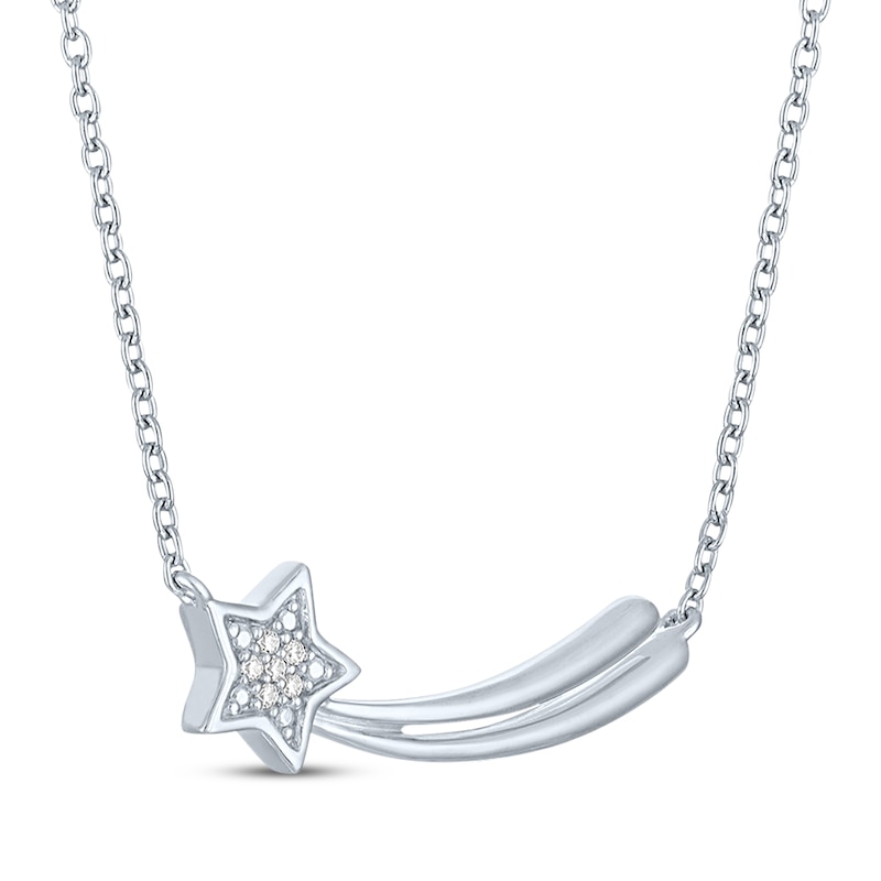 Main Image 3 of Diamond Accent Shooting Star Bar Necklace Sterling Silver 18&quot;