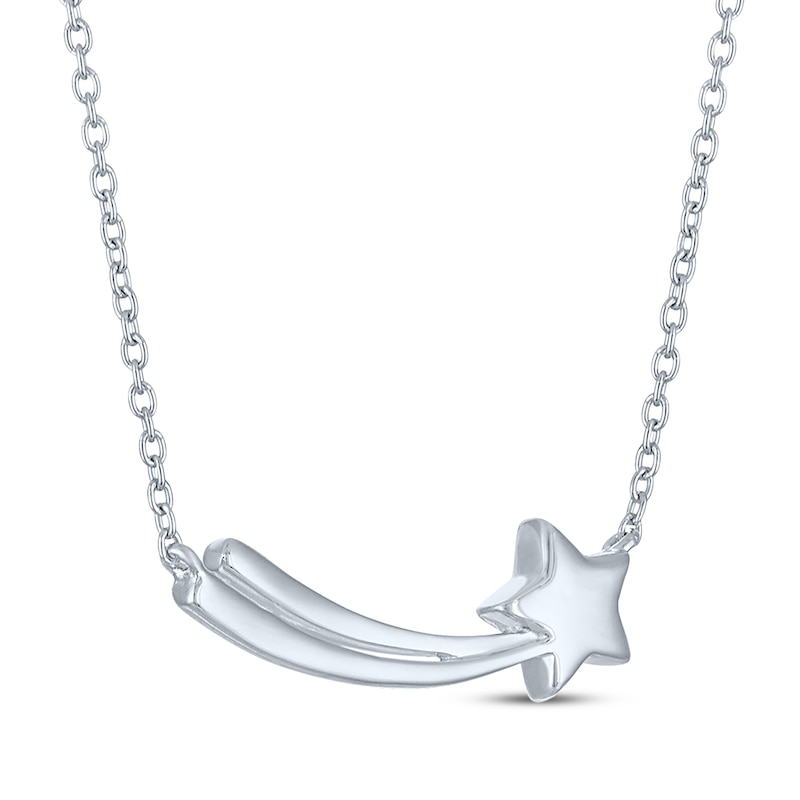 Main Image 4 of Diamond Accent Shooting Star Bar Necklace Sterling Silver 18&quot;