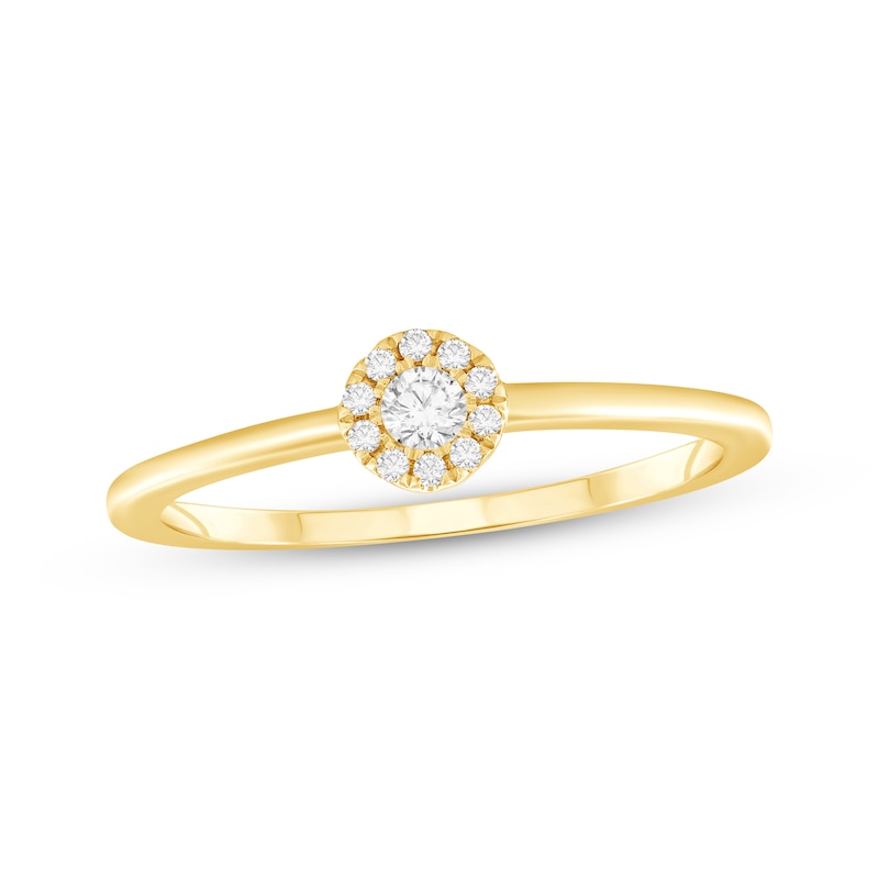 Main Image 1 of Round-Cut Diamond Halo Engagement Ring 1/15 ct tw 14K Yellow Gold