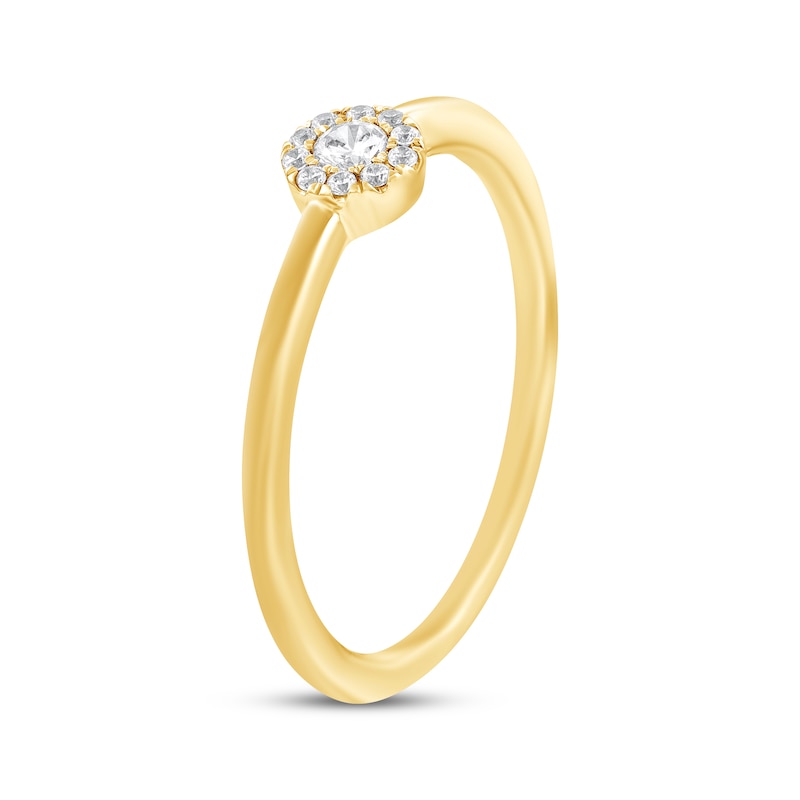 Main Image 2 of Round-Cut Diamond Halo Engagement Ring 1/15 ct tw 14K Yellow Gold