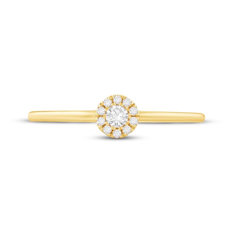 Main Image 3 of Round-Cut Diamond Halo Engagement Ring 1/15 ct tw 14K Yellow Gold