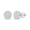 Thumbnail Image 1 of Baguette & Round-Cut Multi-Diamond Circle Halo Stud Earrings 3/4 ct tw 10K White Gold