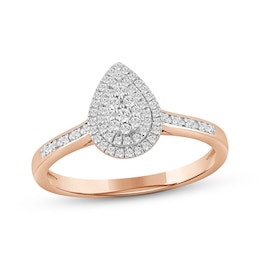 Adore Multi-Diamond Center Pear-Shaped Halo Engagement Ring 1/6 ct tw 10K Rose Gold