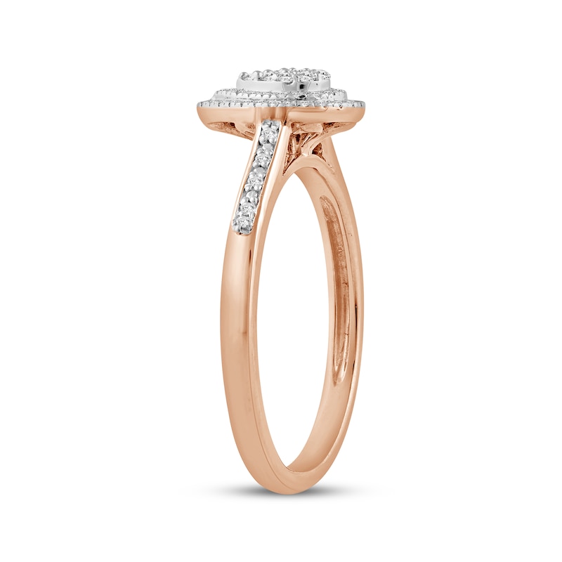 Main Image 2 of Multi-Diamond Center Pear-Shaped Halo Engagement Ring 1/6 ct tw 10K Rose Gold