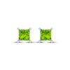 Thumbnail Image 2 of Square-Cut Peridot Solitaire Stud Earrings Sterling Silver