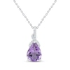 Thumbnail Image 1 of Pear-Shaped Amethyst & White Lab-Created Sapphire Drop Necklace Sterling Silver 18&quot;