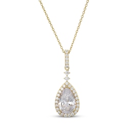 Pear-Shaped White Lab-Created Sapphire Necklace 18K Yellow Gold-Plated Sterling Silver