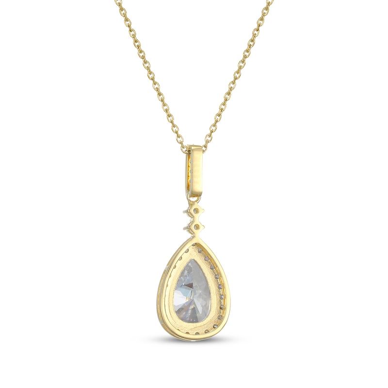 Main Image 3 of Pear-Shaped White Lab-Created Sapphire Necklace 18K Yellow Gold-Plated Sterling Silver