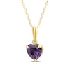 Thumbnail Image 1 of Children's Purple Cubic Zirconia Heart Solitaire Necklace 14K Yellow Gold 13&quot;