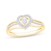 Thumbnail Image 1 of Diamond Heart Halo Promise Ring 1/10 ct tw 10K Yellow Gold