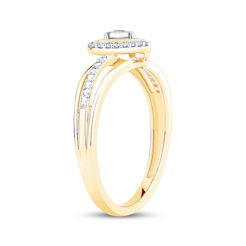 Main Image 2 of Diamond Heart Halo Promise Ring 1/10 ct tw 10K Yellow Gold