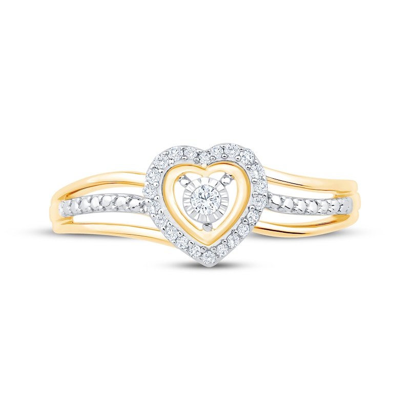 Main Image 3 of Diamond Heart Halo Promise Ring 1/10 ct tw 10K Yellow Gold