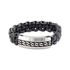 Thumbnail Image 1 of Men's Black Leather Bracelet Stainless Steel 8.5&quot;