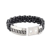 Thumbnail Image 2 of Men's Black Leather Bracelet Stainless Steel 8.5&quot;