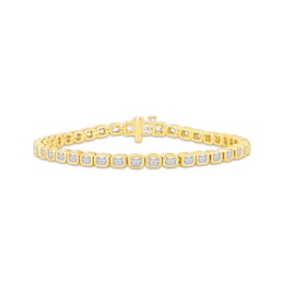 Lab-Grown Diamonds by KAY Emerald-Cut Tennis Bracelet 5 ct tw 14K Yellow Gold 7.5&quot;