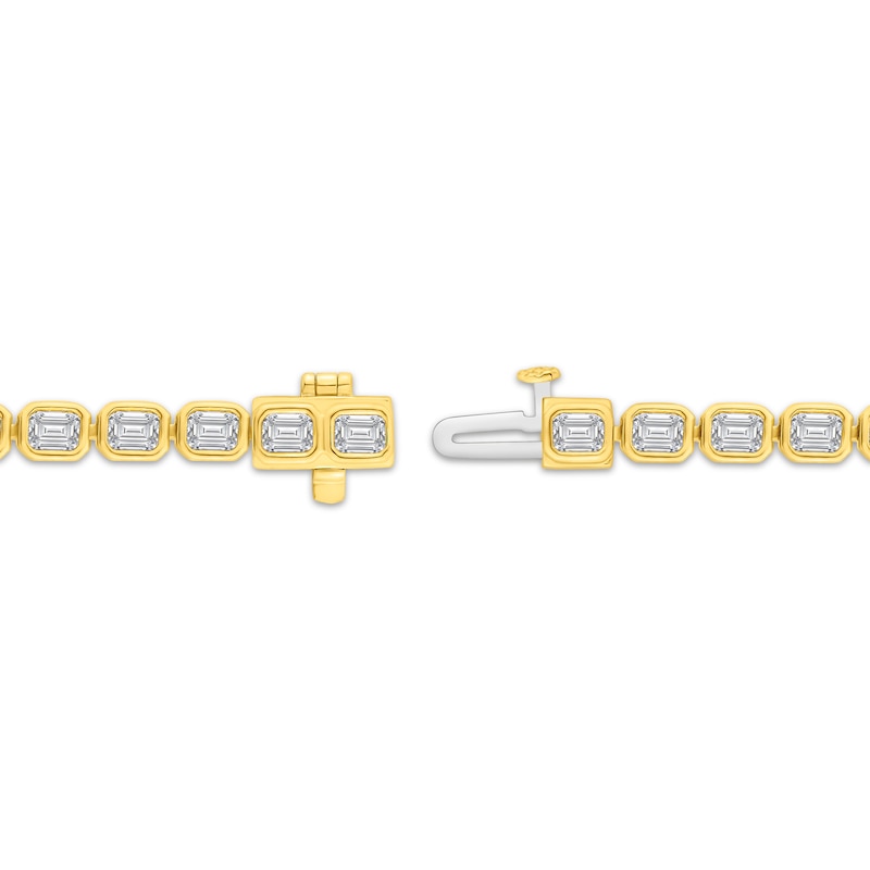 Main Image 2 of Lab-Grown Diamonds by KAY Emerald-Cut Tennis Bracelet 5 ct tw 14K Yellow Gold 7.5&quot;