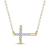 Thumbnail Image 2 of Diamond Sideways Cross Necklace 1/15 ct tw 10K Yellow Gold 18&quot;