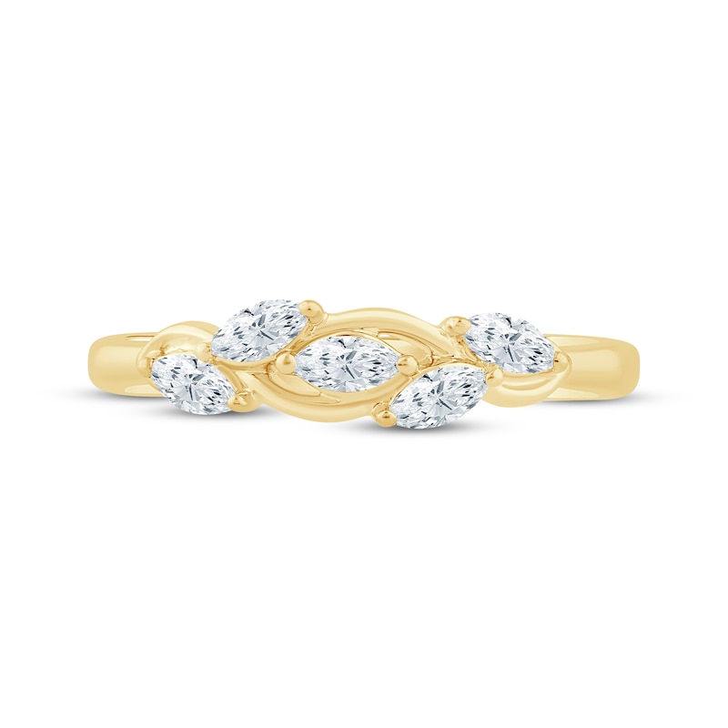 Main Image 4 of Monique Lhuillier Bliss Marquise-Cut Lab-Grown Diamond Anniversary Ring 1/3 ct tw 18K Yellow Gold