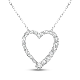 Lab-Grown Diamonds by KAY Graduated Heart Necklace 1/2 ct tw 14K White Gold 18&quot;