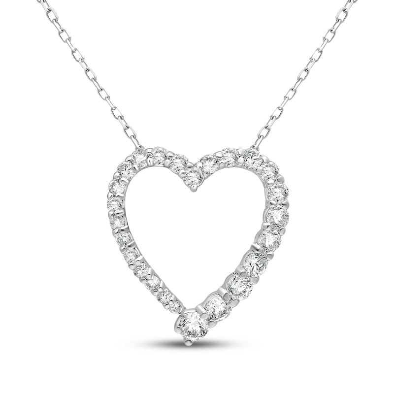 Main Image 1 of Lab-Grown Diamonds by KAY Graduated Heart Necklace 1/2 ct tw 14K White Gold 18&quot;