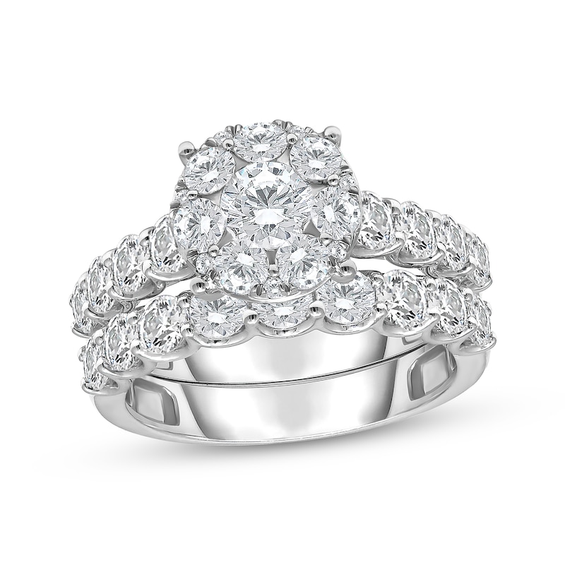 Main Image 1 of Lab-Grown Diamonds by KAY Round-Cut Multi-Stone Bridal Set 3 ct tw 10K White Gold