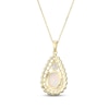 Thumbnail Image 3 of Oval-Cut Lab-Created Opal & White Lab-Created Sapphire Teardrop Necklace 18K Yellow Gold-Plated Sterling Silver 18&quot;