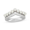 Thumbnail Image 1 of Neil Lane Cultured Akoya Pearl & Diamond Chevron Anniversary Ring 1/2 ct tw 14K White Gold