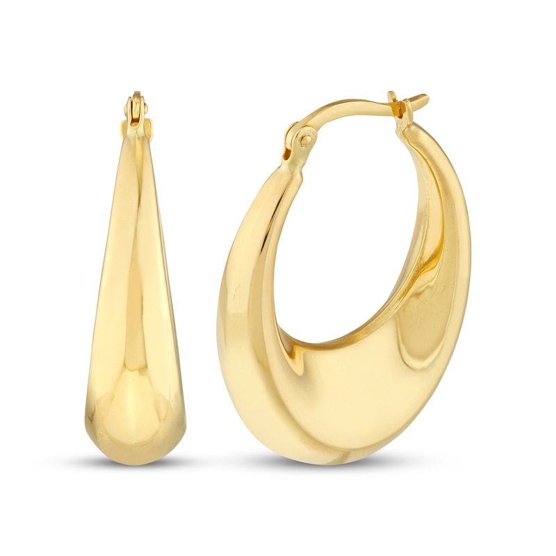 Main Image 1 of Tapered Puff Hoop Earrings 14K Yellow Gold