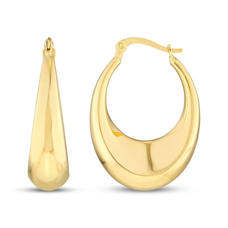 Main Image 3 of Tapered Puff Hoop Earrings 14K Yellow Gold