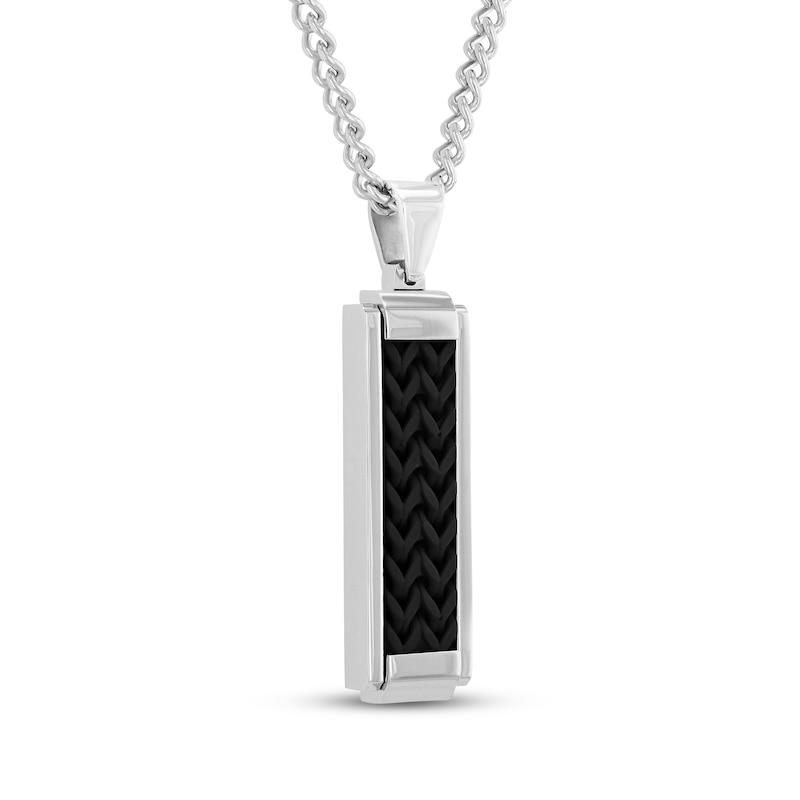 Main Image 2 of Men's Slender Dog Tag Necklace Stainless Steel & Black Ion Plating 24&quot;