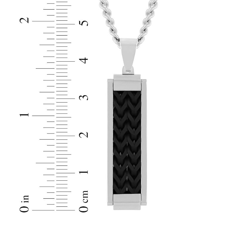 Main Image 4 of Men's Slender Dog Tag Necklace Stainless Steel & Black Ion Plating 24&quot;